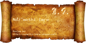 Némethi Imre névjegykártya