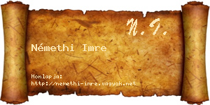 Némethi Imre névjegykártya